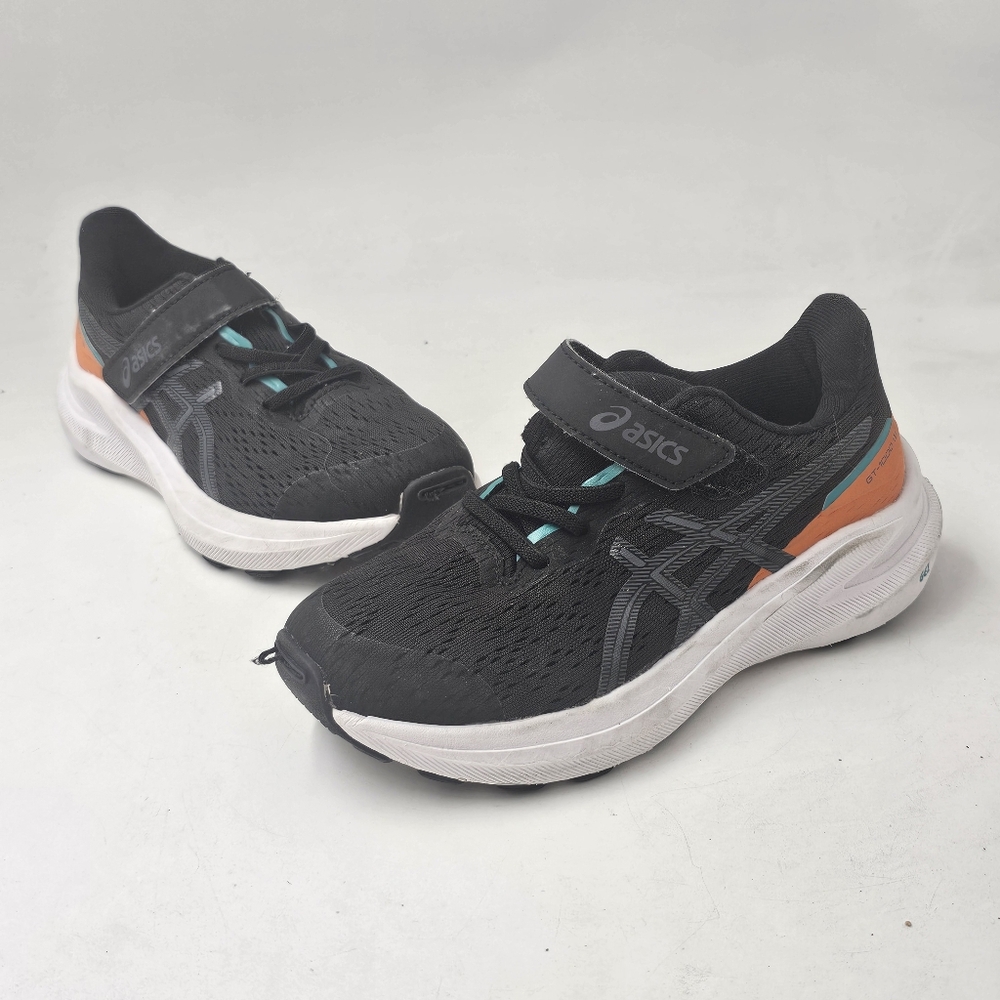 ASICS GT 1000 13 PS Kids Sneakers Black Teal Orange Size 1 Hook Loop - Picture 6 of 12